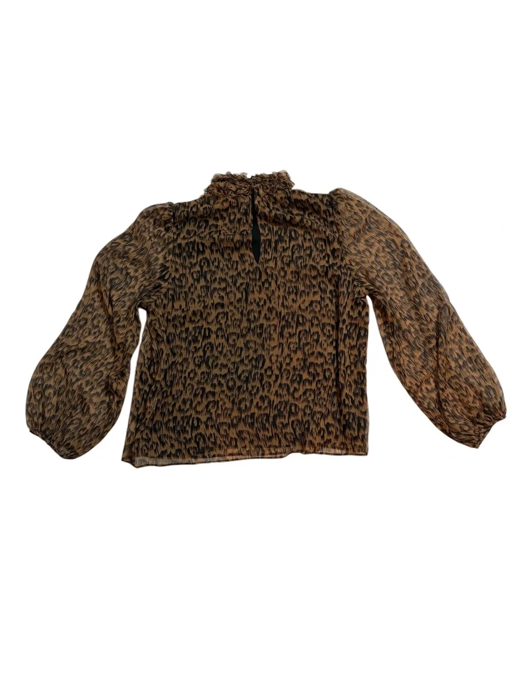 Revolve x Krisa Animal Print Ruffled Neck Blouse Size-Large - Picture 2 of 6
